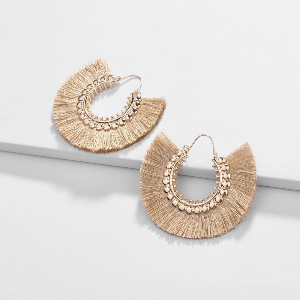 Nude Fringe Tassel Earrings